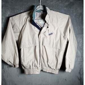 Vintage Yahoo Windbreaker Jacket WinnerMate Hooded Beige Tech Promo 90s